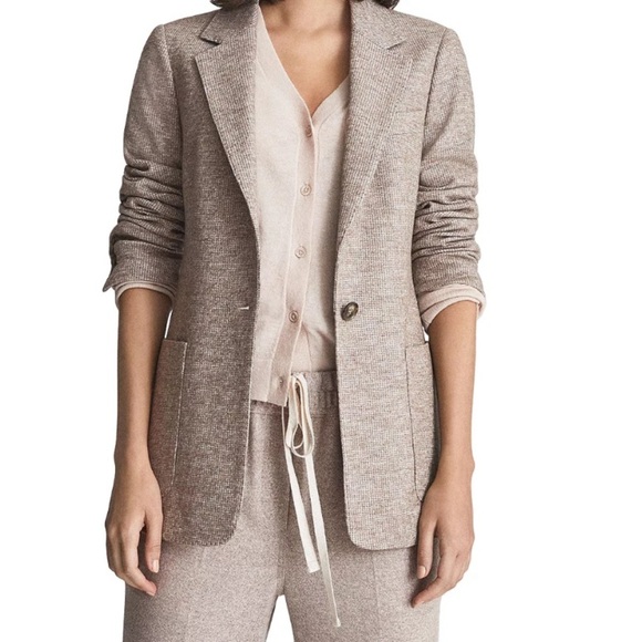 REISS Blake Wool Cotton Blend Slim Fit Blazer NWT Size 12 - Picture 1 of 11